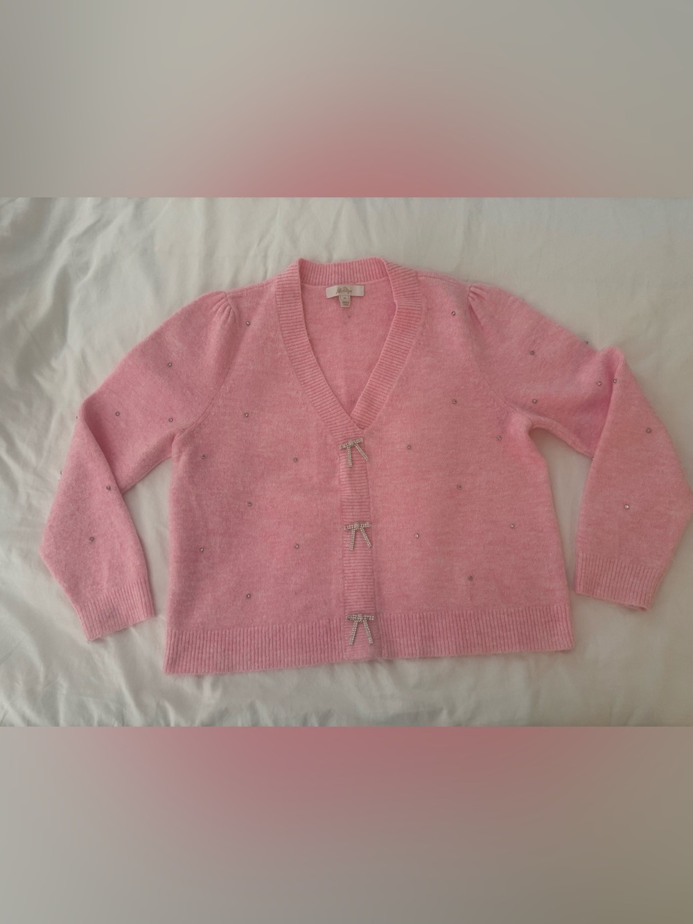 Lilly Pulitzer Pink Ellorie rhinestone Embellished V-Neck Cardigan Sweater